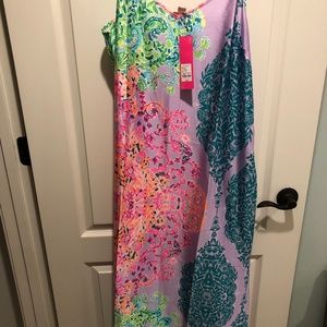 Lilly Pulitzer Bellalyn Satin MIDI SL “Sunshine Vibes Engineered”.